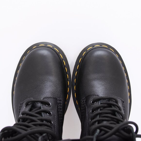 Dr. Martens Black Combat Boots Pascal Virginia Leather Lace Up Women Sz 7 US - Picture 11 of 15